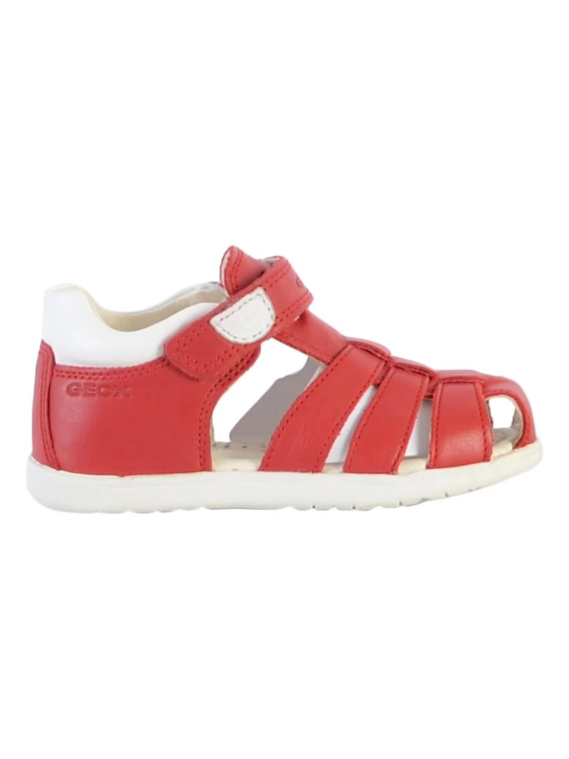 Sandale Plate Cuir Geox Enfant Macchia Rouge