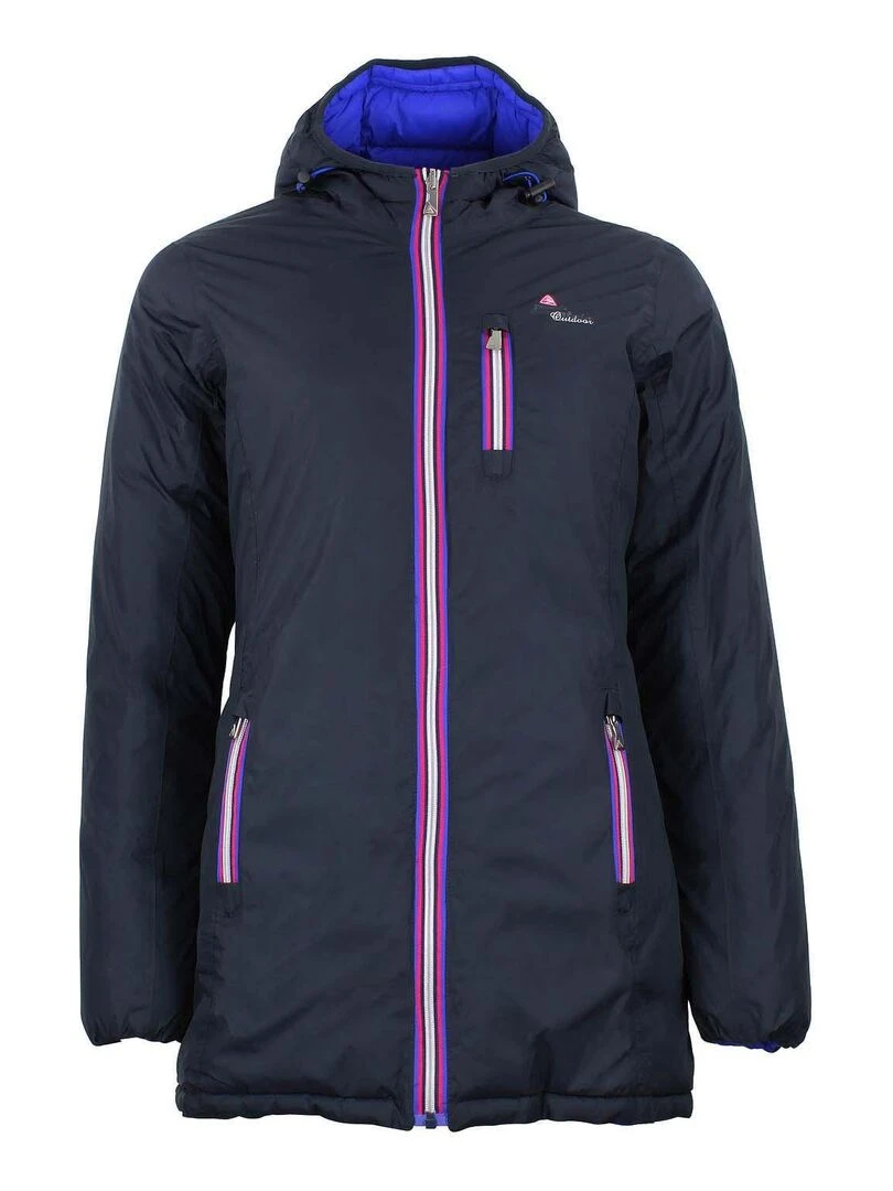 Doudoune longue réversible de ski femme AWILL PEAK MOUNTAIN Bleu Bleu marine