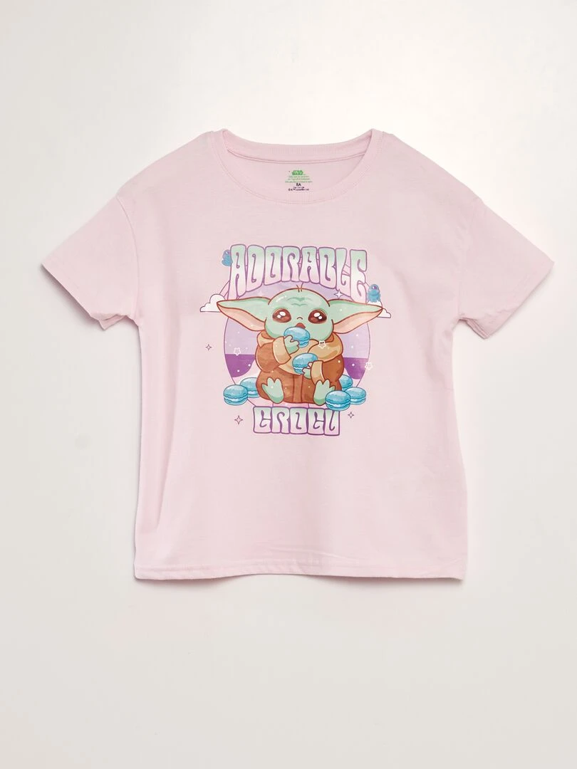 Tee shirt 'Disney' 'Grogu' à col rond Rose