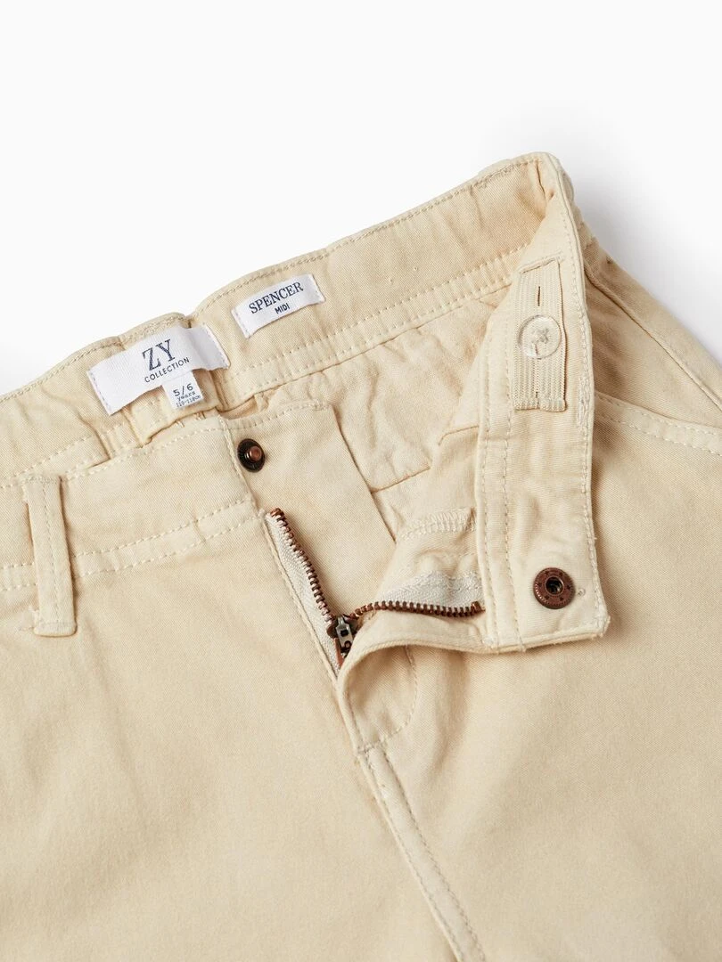 Shorts Midi en Sergé de Coton pour Garçon 'B&S'  BROTHERS&SISTERS   Beige clair