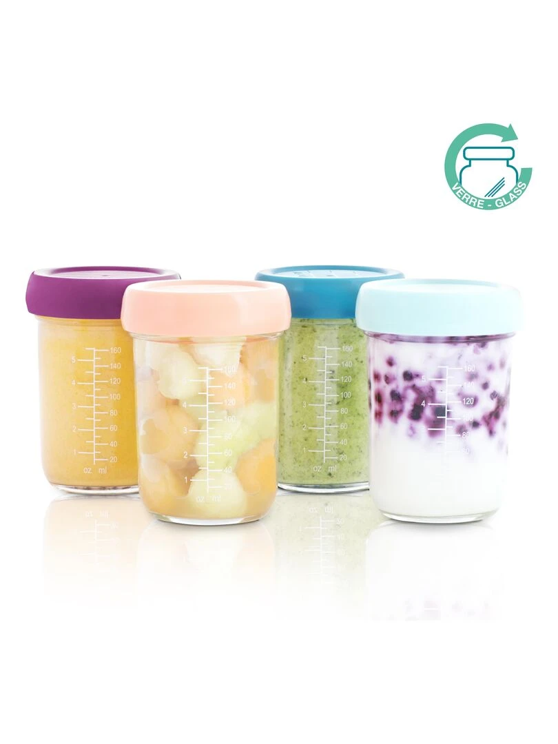 Babybols Contenants en verre 4x220 ml 'Babymoov' Transparent