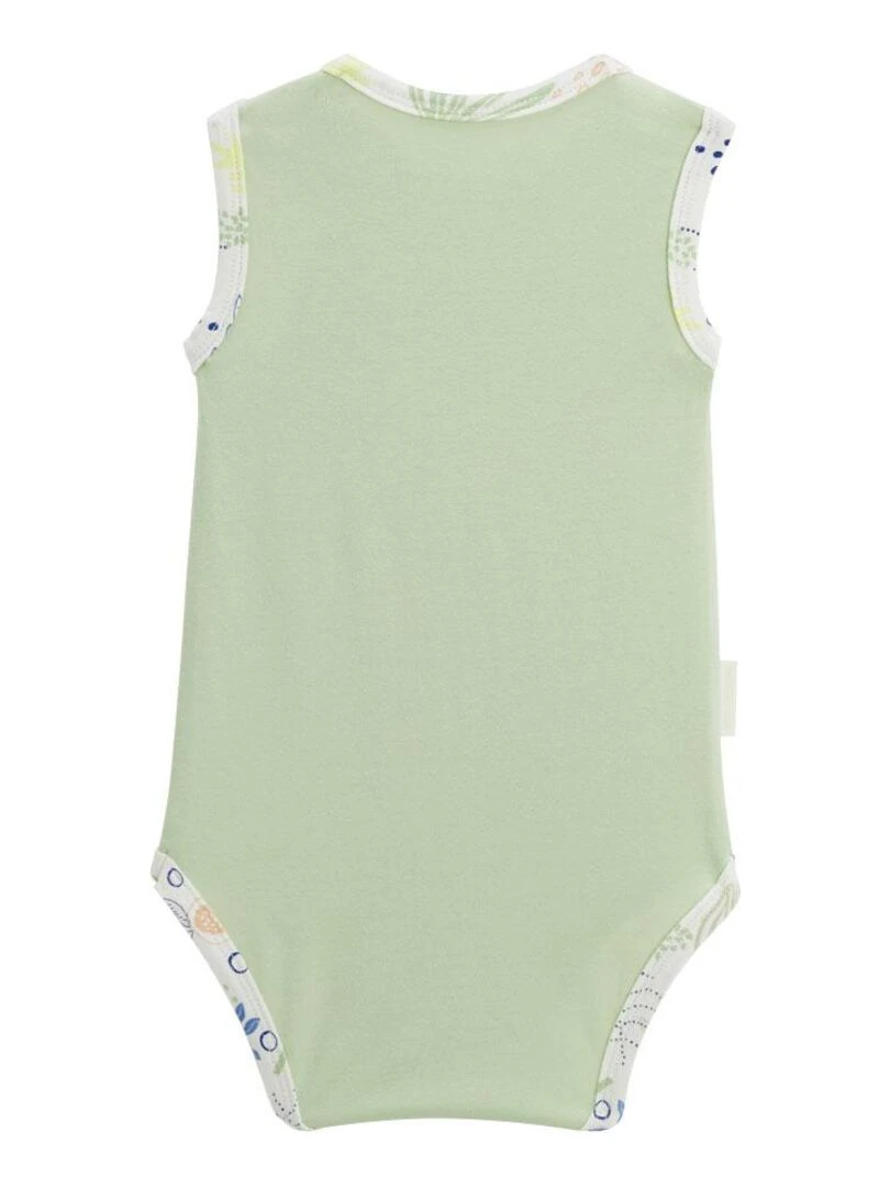 Lot de 2 bodies bébé sans manches Moka   Vert