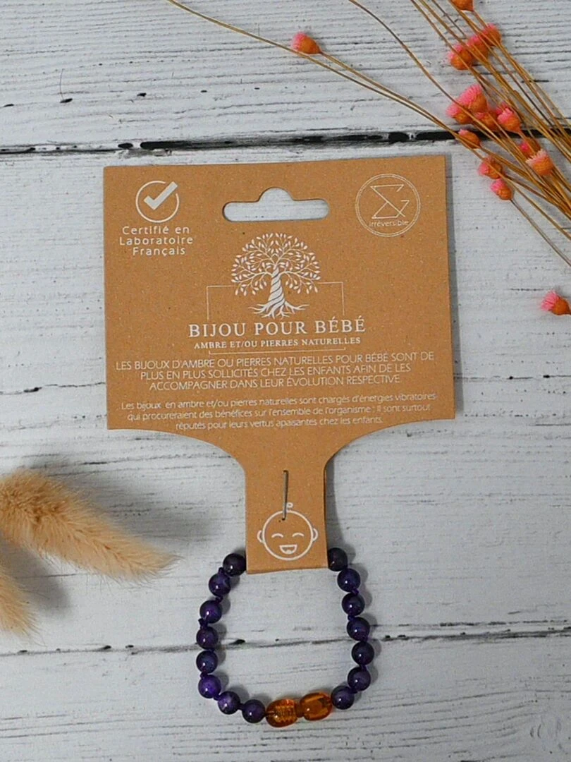 Bracelet Bébé   Pierres naturelles : Amethyste   Violet