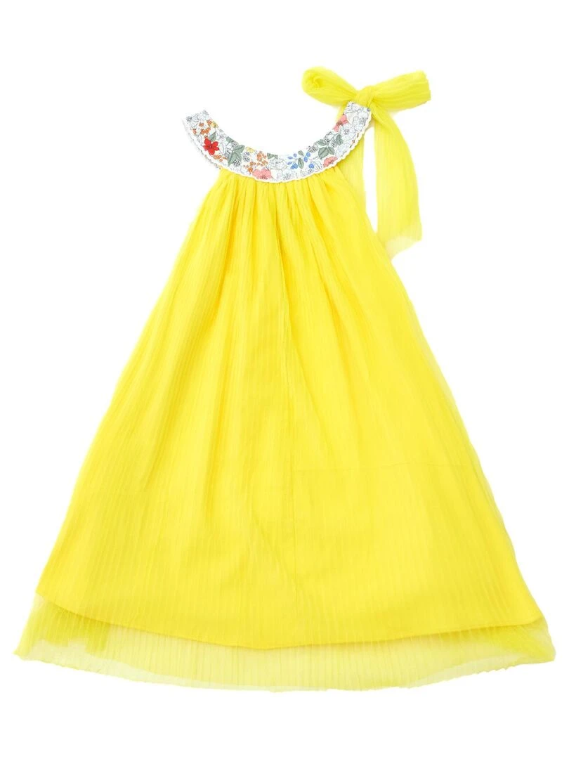 Robe Cérémonie Jaune Fille  Col Fleuri  ALIZEE   La Faute à Voltaire   Jaune citron