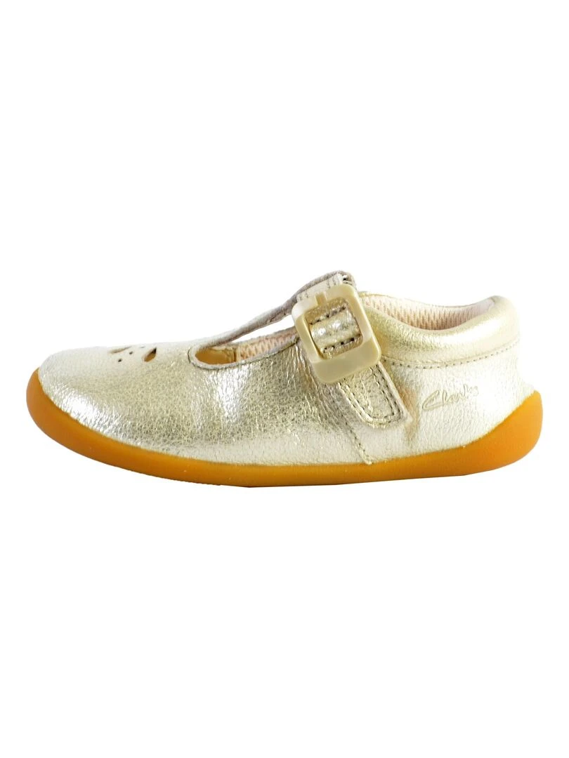 Basket Cuir Clarks Enfant Roamer Star Doré/or