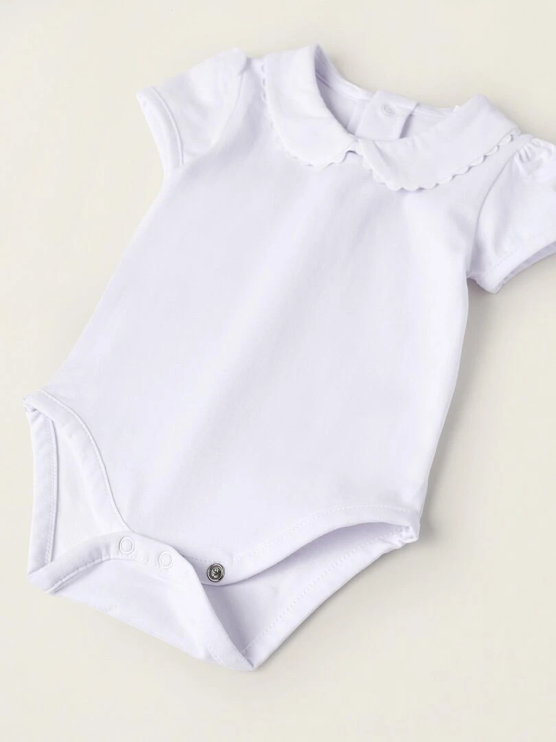 Body à manches courtes en coton pour nouveau né manches courtes ATLANTIC COMPANY   Blanc