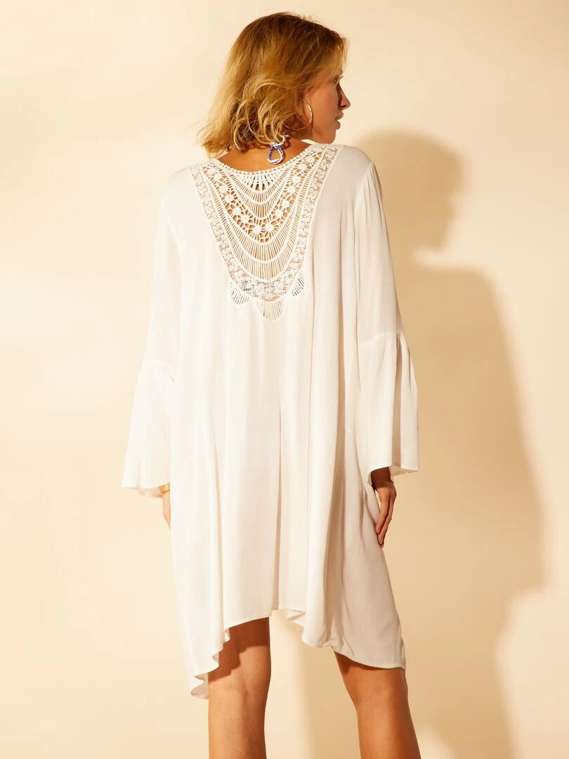 Robe de plage esprit kimono   blanc
