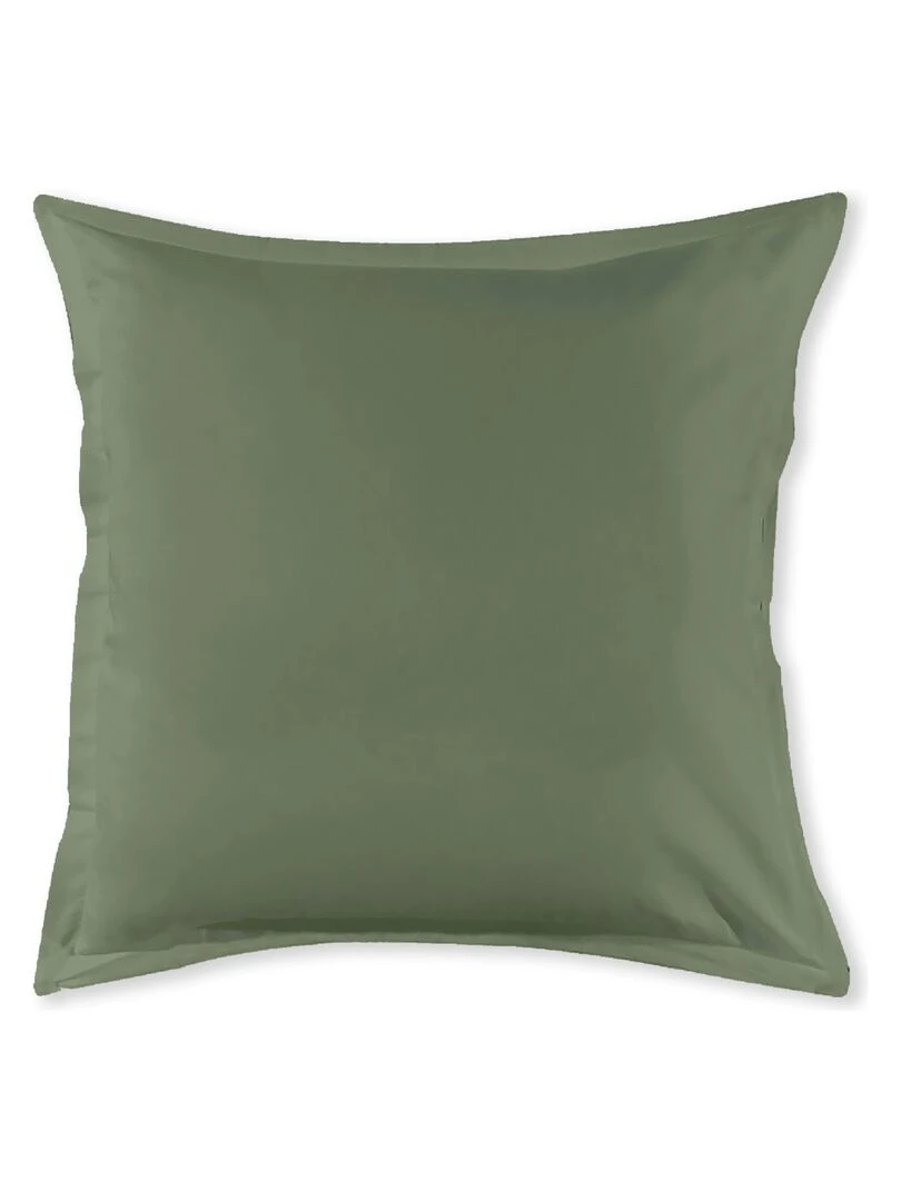 Future Home Taie d'oreiller en coton 57 fils unie vert sauge Vert