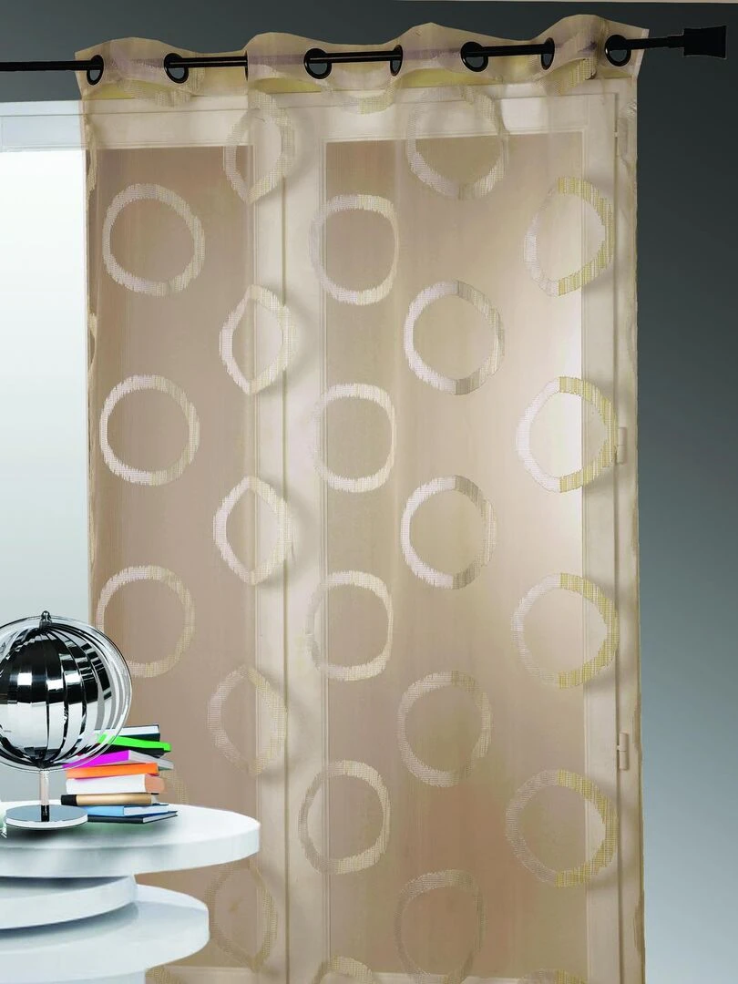 Voilage en organza jacquard ronds Beige