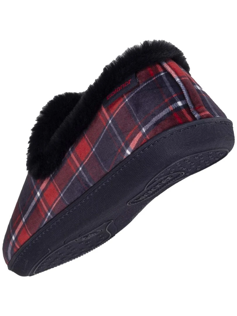 Chaussons charentaises fourrées Femme Tartan   Gris