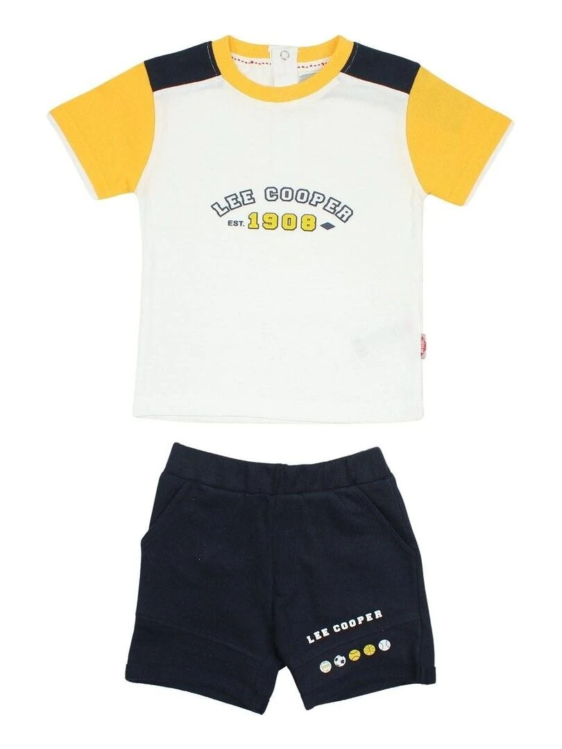 Lee Cooper Ensemble T shirt short bébé garçon Imprimé Lee Cooper Noir