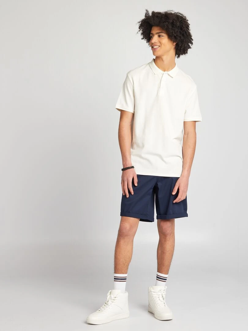 Polo en piqué de coton Blanc cassé