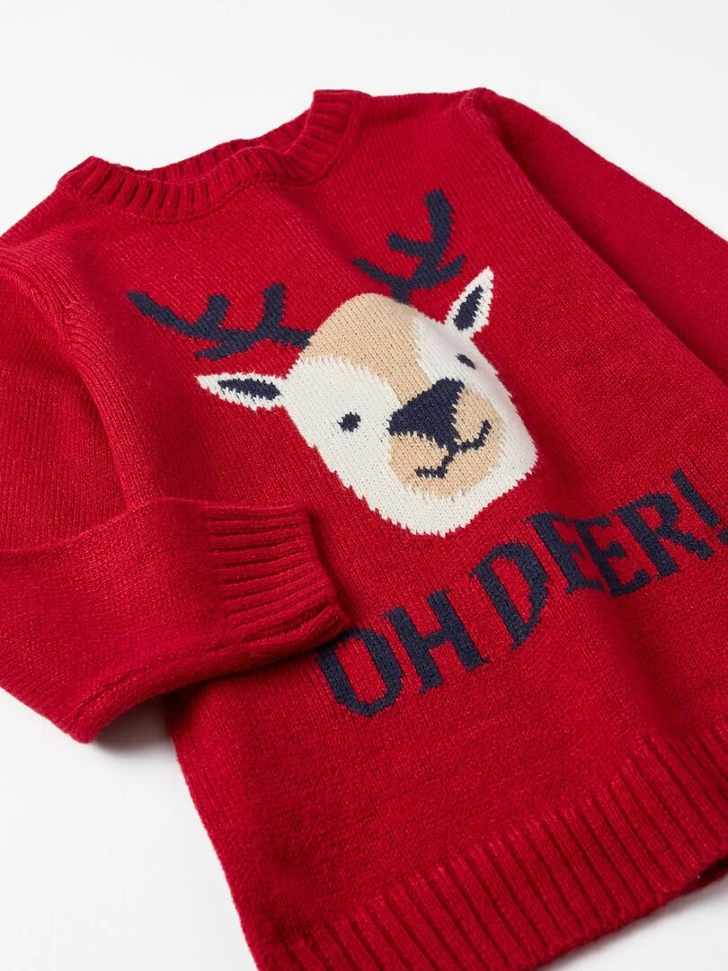 Pull en Maille pour Enfant 'Rena   Noël'   NOËL   Rouge