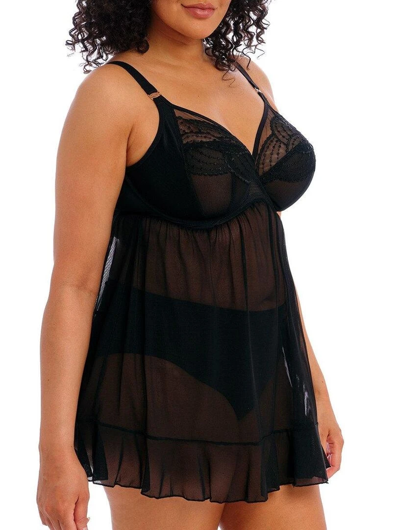 Nuisette grande taille avec soutien gorge intégré Priya Noir