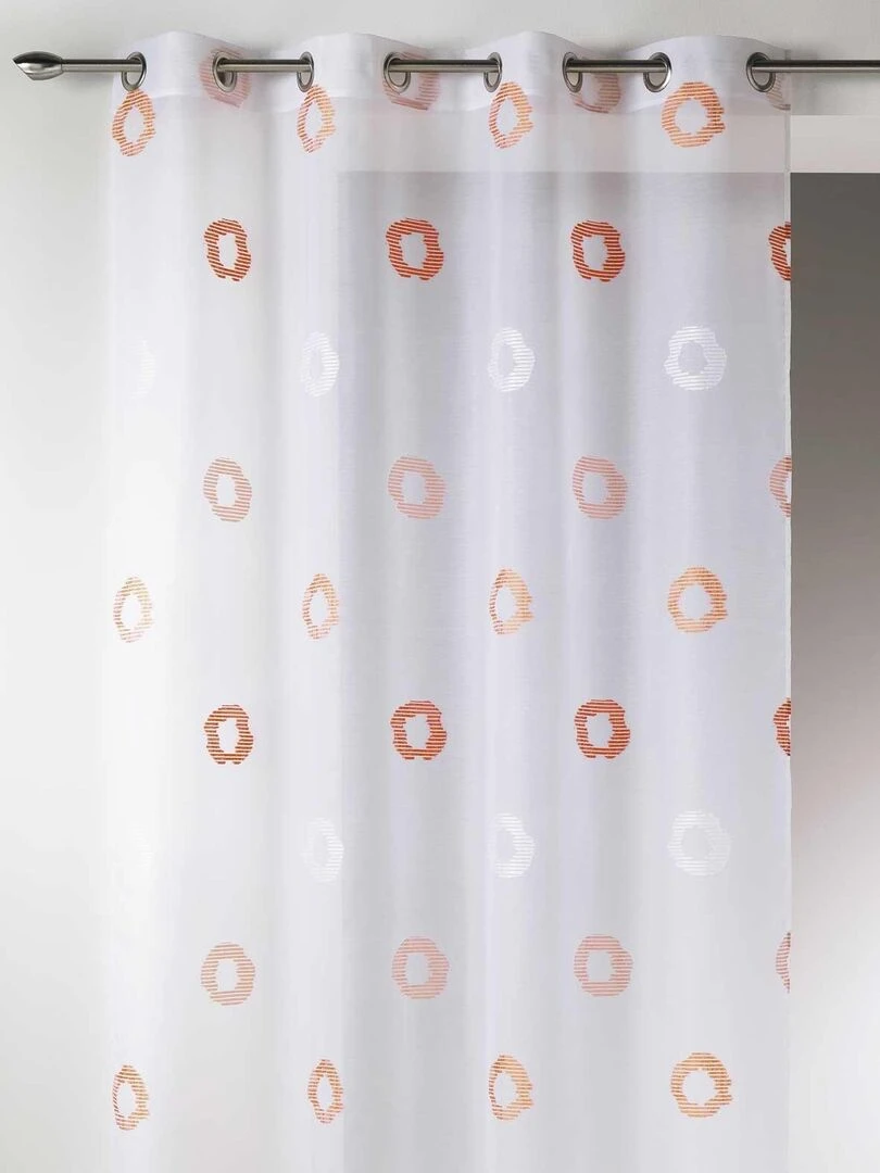 Voilage en Etamine Légère à Imprimés "Cercle" Orange corail
