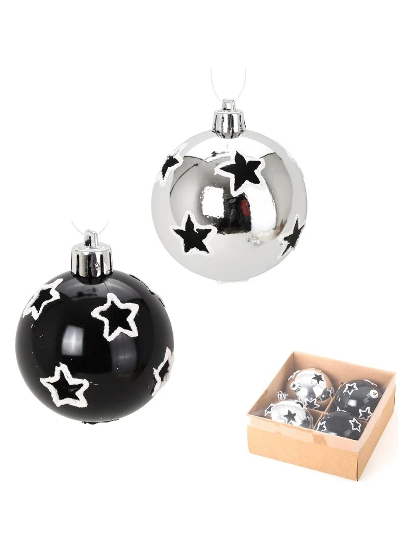 Set de 4 boules de noel shiny Noir
