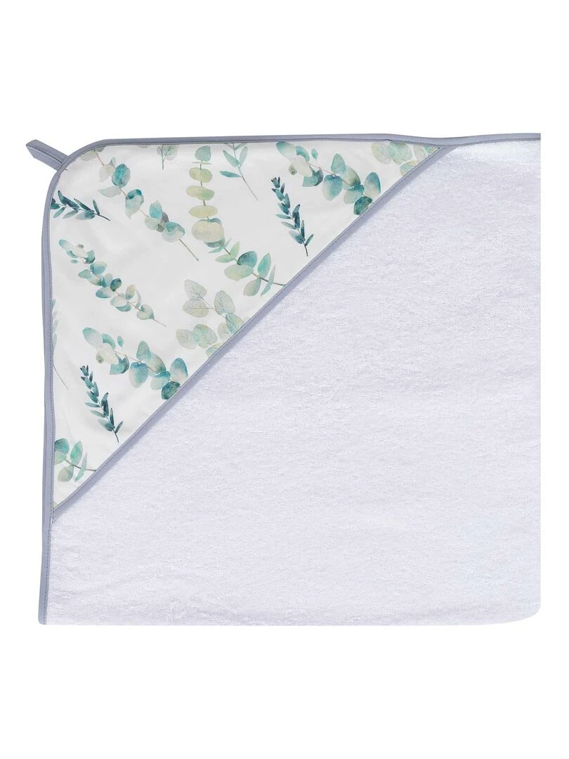 Grande cape de bain en coton et bambou Eucalyptus Blanc
