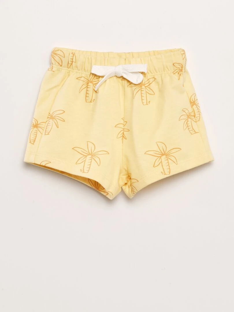 Ensemble t shirt + short en french terry   2 pièces   Jaune