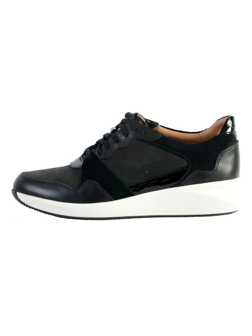Basket Cuir Clarks Un Rio Run Noir
