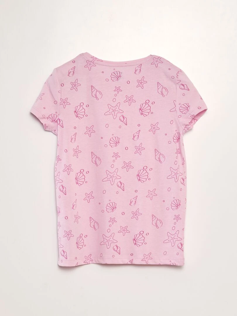 T shirt en maille jersey imprimé   Rose