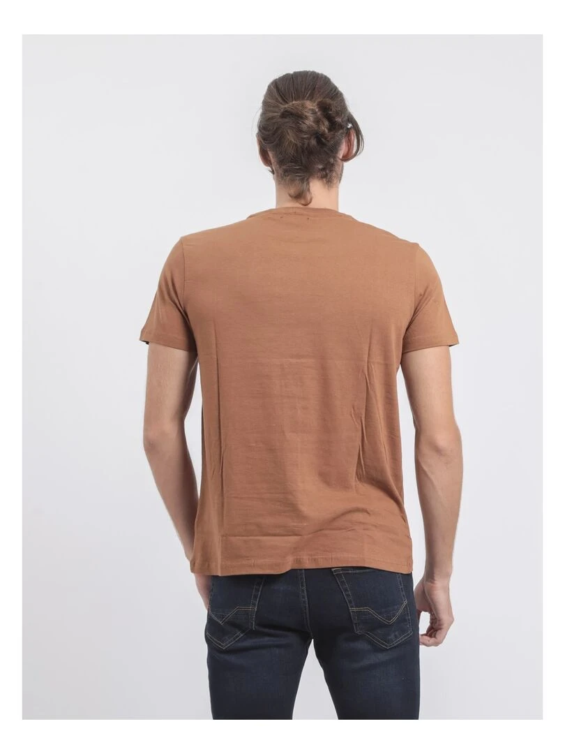 T shirt col rond pur coton JAGNY Marron glacé