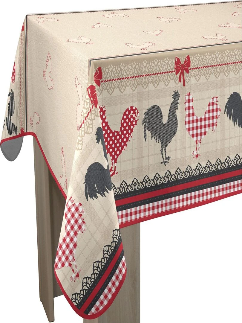 Nappe Anti taches Coq Carrée 150 x 150 cm Rouge