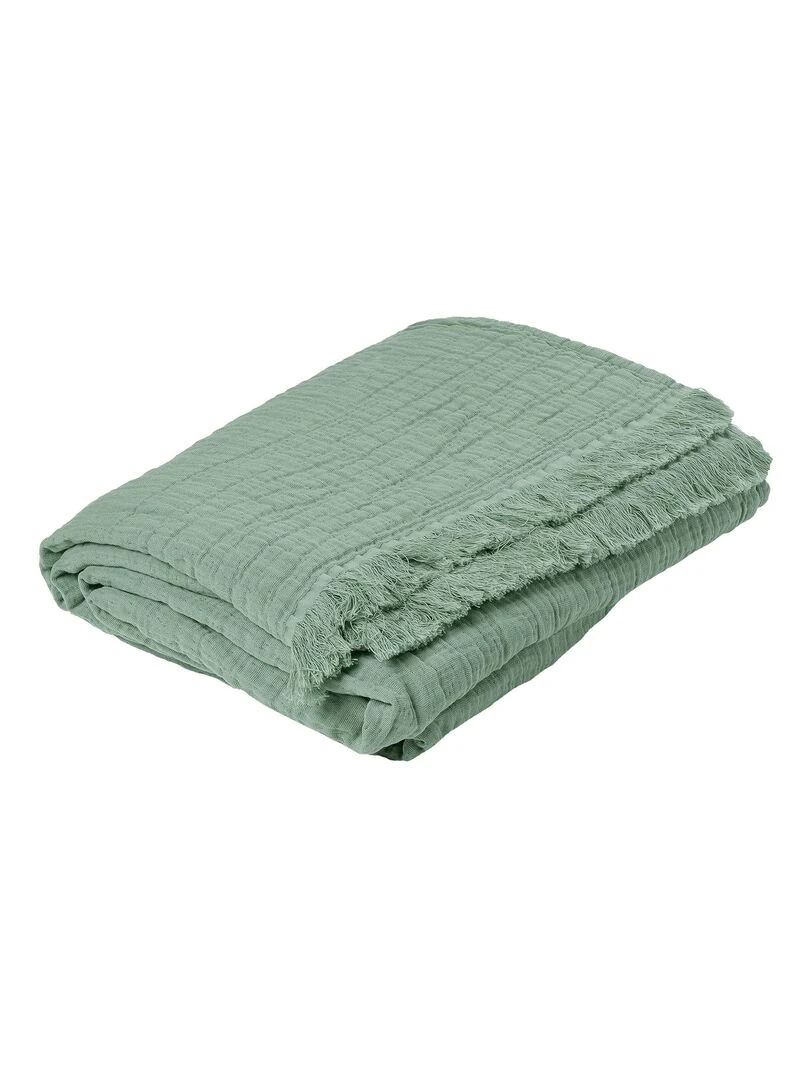 Plaid gaze de coton matelassé Vert clair