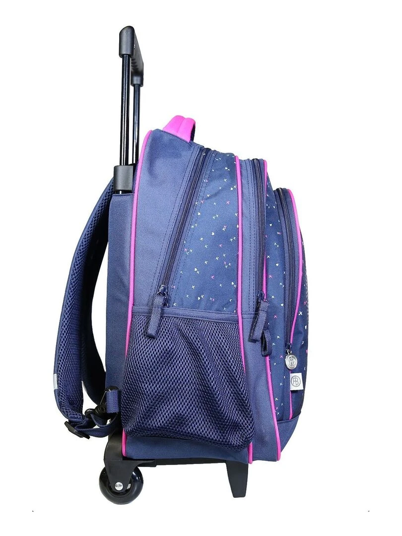 BAGTROTTER Sac à dos à roulettes Poivre Blanc Coeur Bleu   Bleu