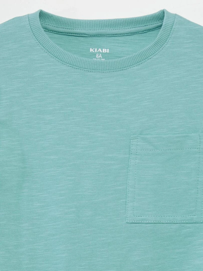 Tee shirt uni en maille moulinée Bleu ciel