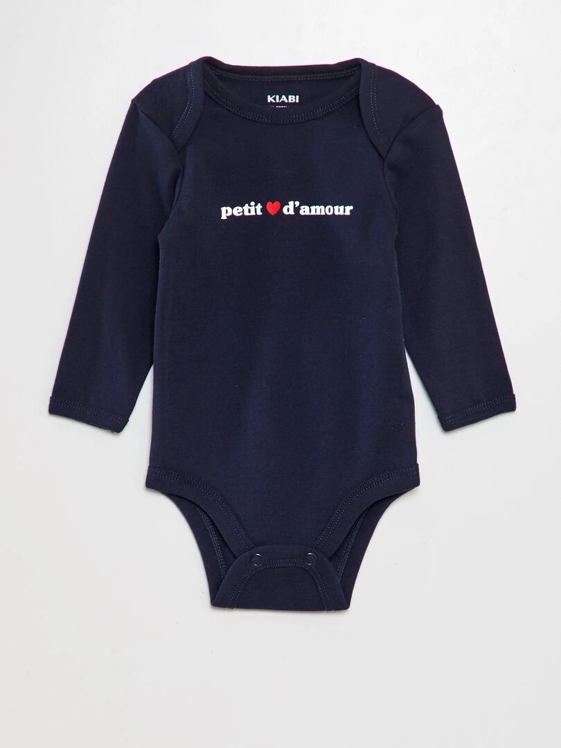 Ensemble pyjama + body + bavoir 'petit coeur d'amour'   Blanc/marine