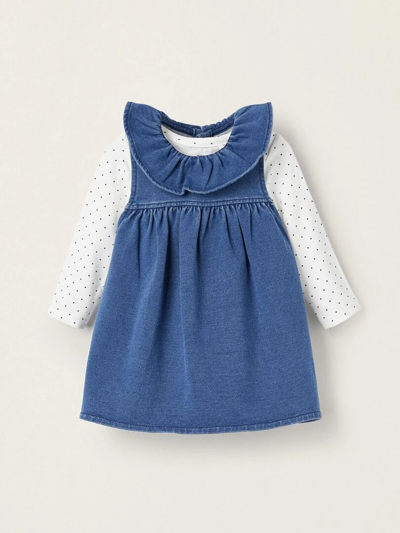 Bodies à manches longues + Robe en jean pour nouveau né ATLANTIC COMPANY Bleu