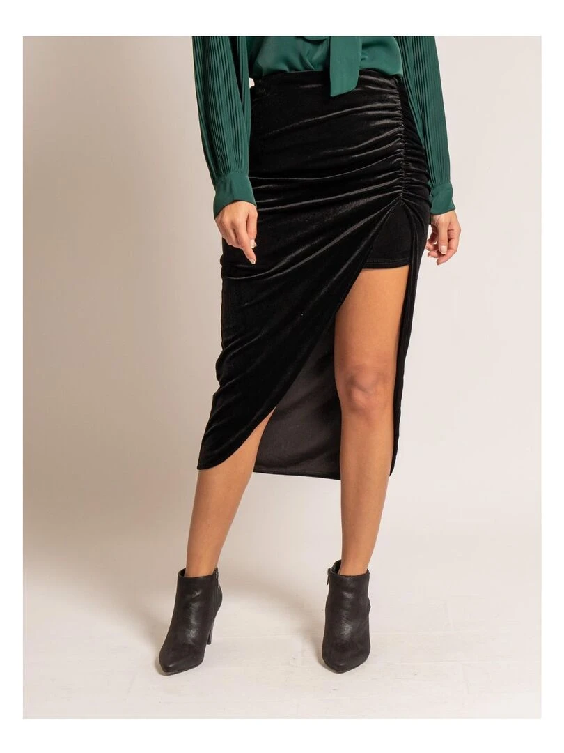 Jupe midi velours XESTOR Noir