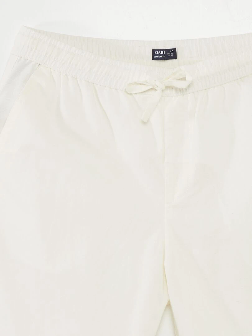 Bermuda chino large avec lin   blanc