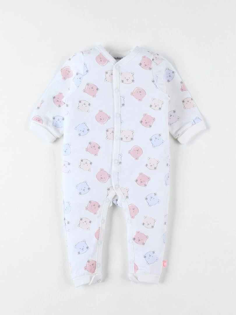 Pyjama sans pied à imprimé Nouky en jersey écru/rose/aqua Noukie's Rose