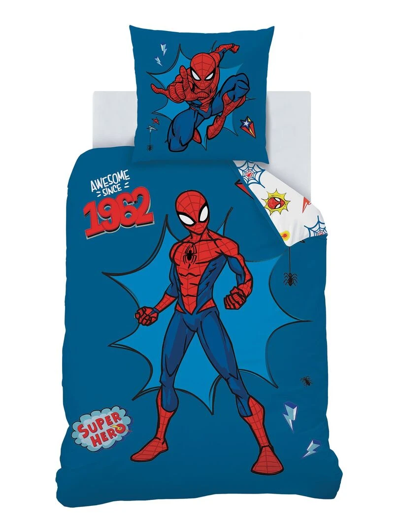 Parure de lit imprimée 100% coton  SPIDERMAN HOME AVENGER   Bleu