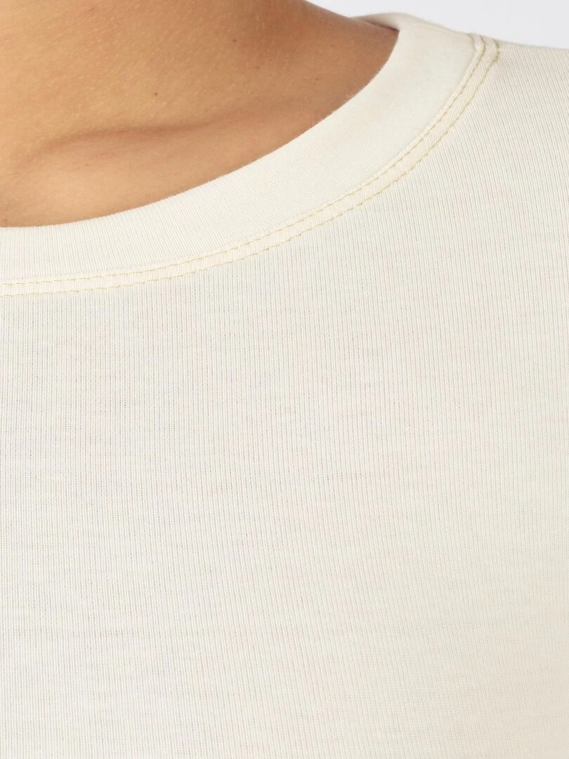 T shirt fine côte Thermolactyl Sensitive col rond Damart Blanc cassé