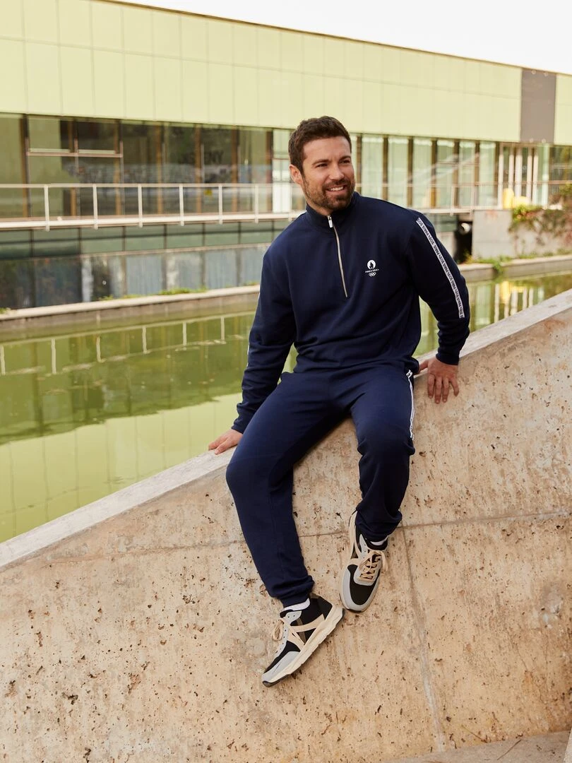 Sweat col zippé Paris 2024 Bleu marine