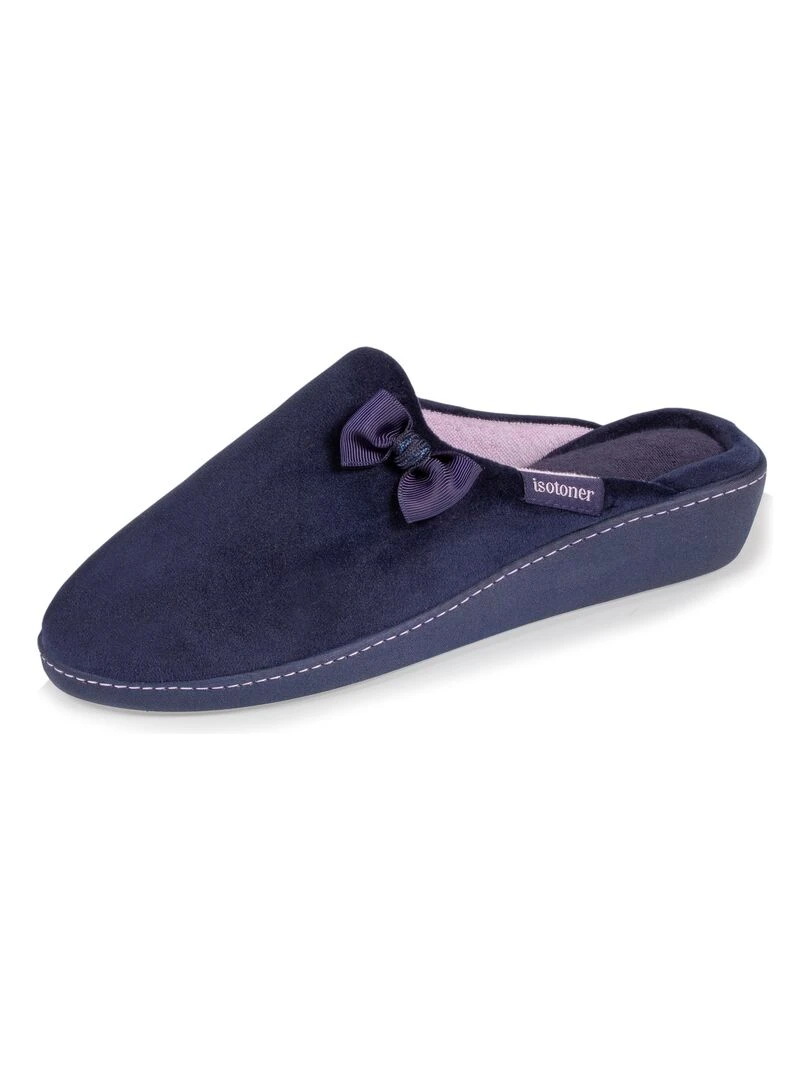 Chaussons mules Talon Femme Marine Nœud Bleu marine