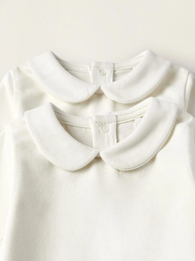 Pack 2 Bodies en coton pour Nouveau né manches longues ATLANTIC COMPANY   Blanc