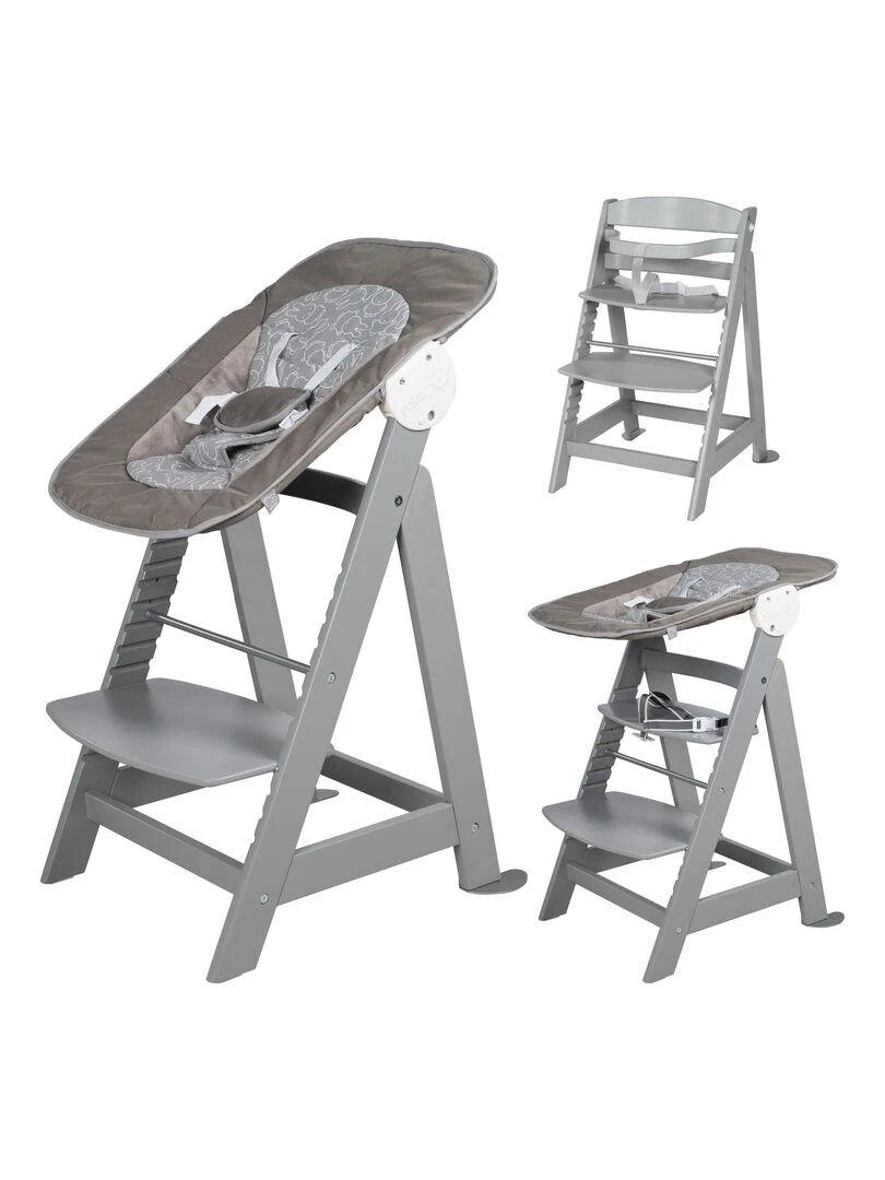 ROBA Chaise Haute Évolutive "Born Up" + Transat "miffy®" Gris Gris