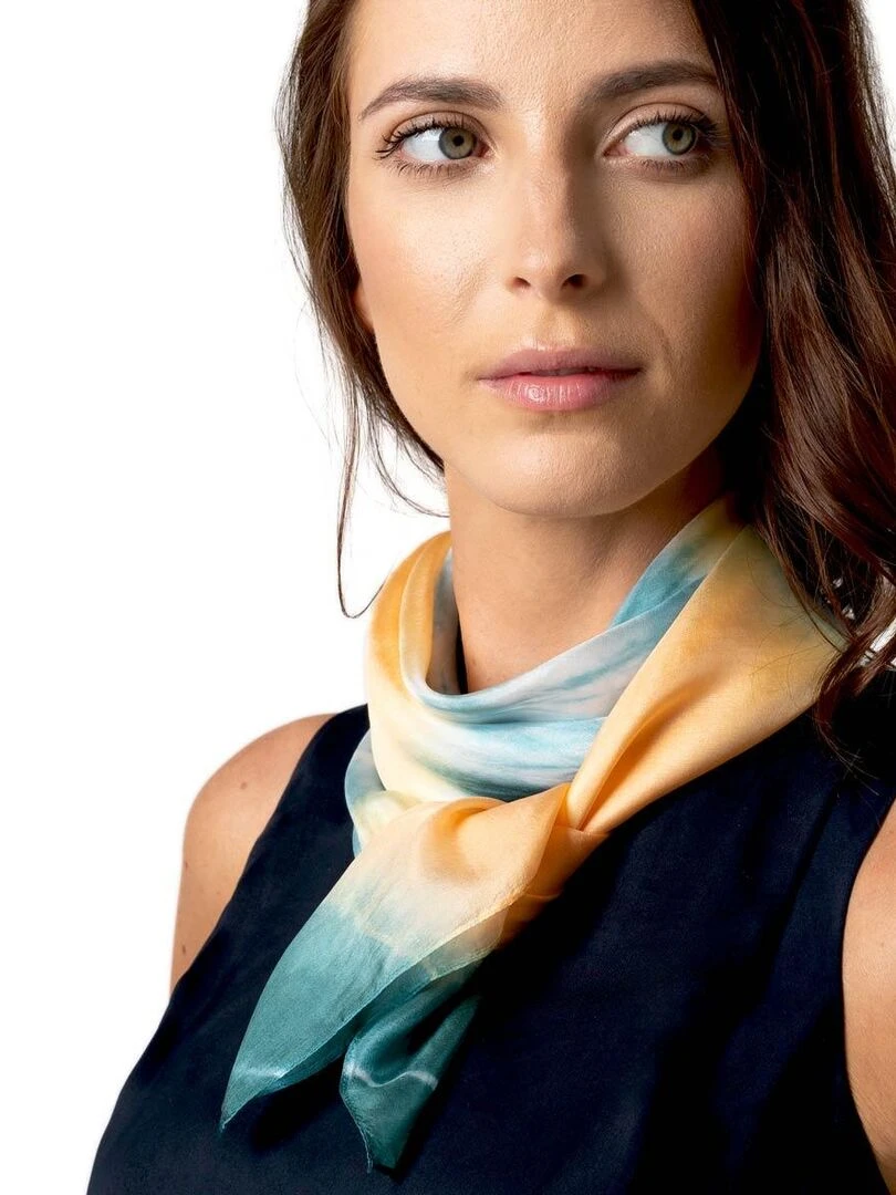 Carré de Soie Tie Dye Diem   Artisanat VietNam   Vert jade