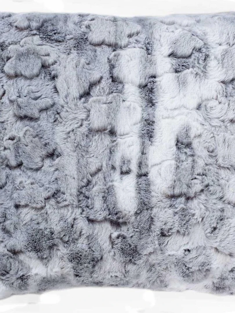 Coussin non déhoussable en imitation fourrure Gris clair