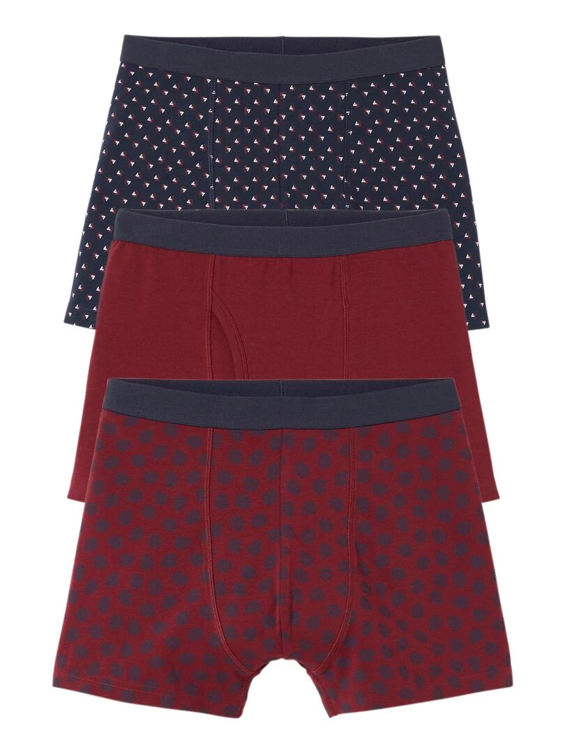 Lot de 3 boxers fermés assortis Damart Rouge