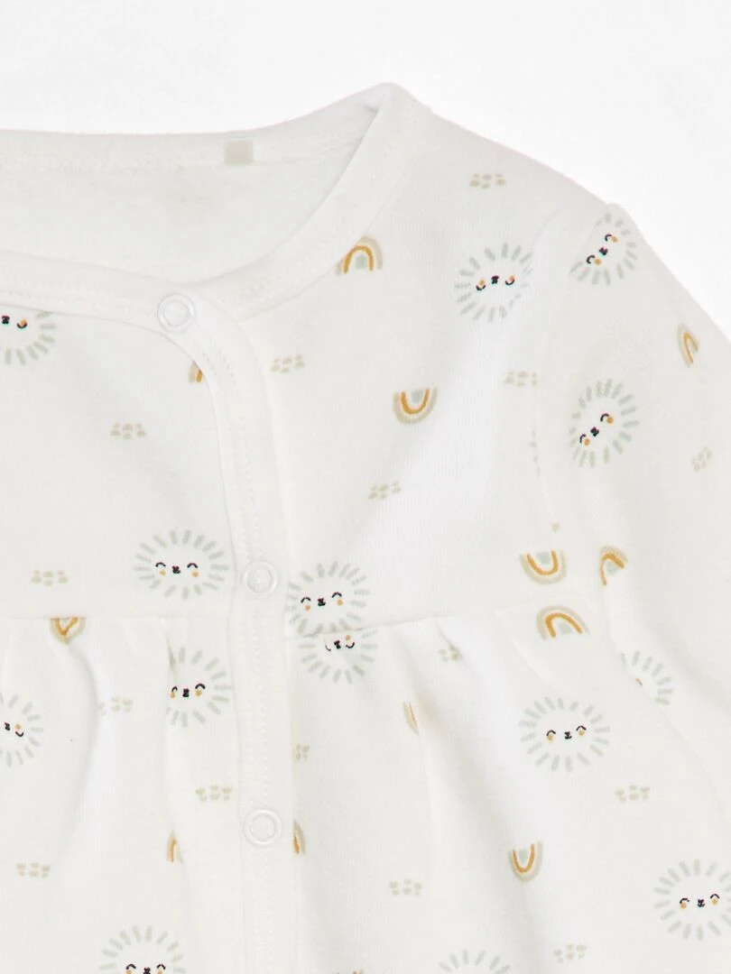 Ensemble robe + legging + bandeau 'Petit Béguin'   Blanc/vert