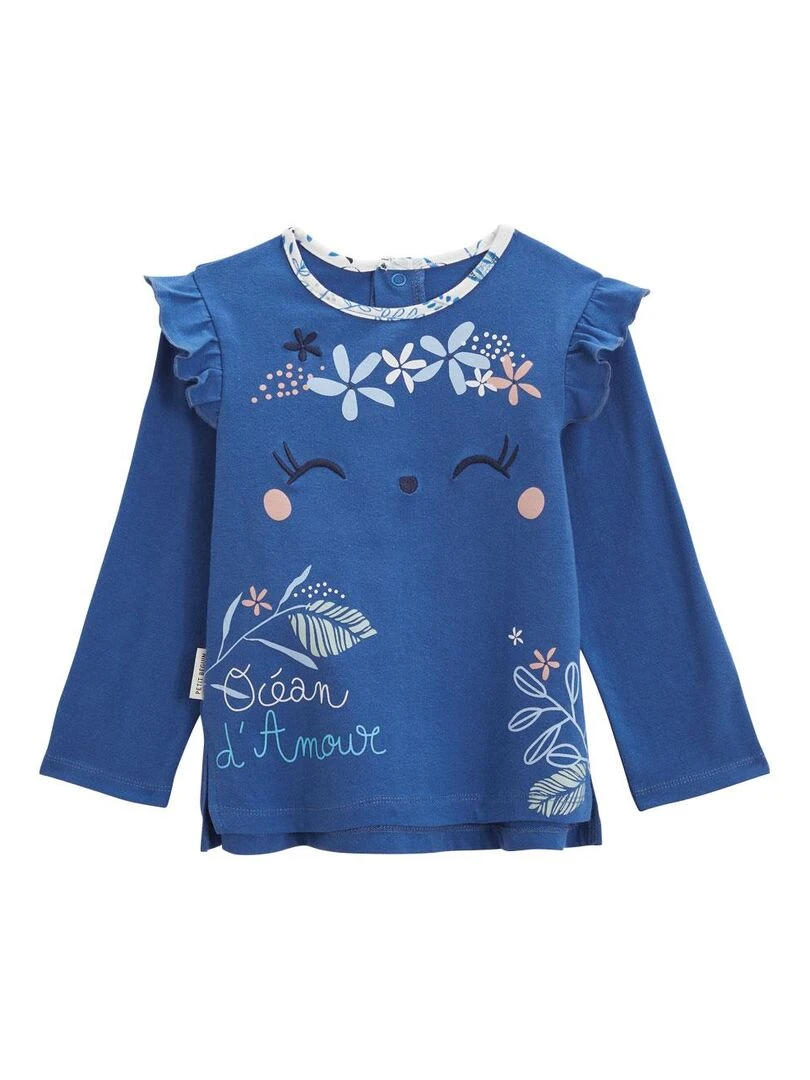 Pyjama bébé 2 pièces à pieds retroussables Océan d'amour Bleu