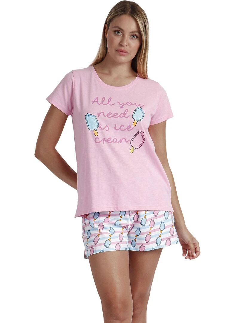 Pyjama short t shirt Ice Cream Rose