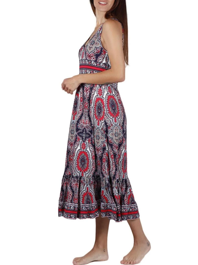 Robe longue estivale Blue Paisley bleu   Bleu