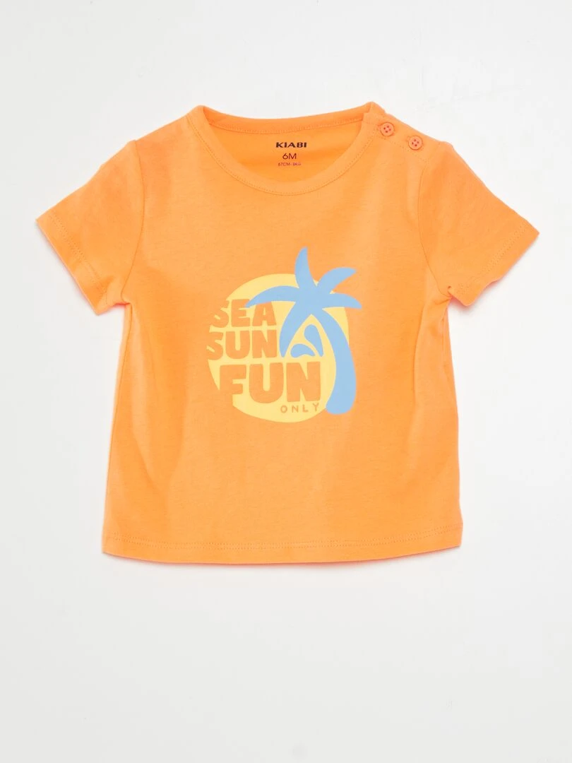 T shirt manches courtes imprimé Orange
