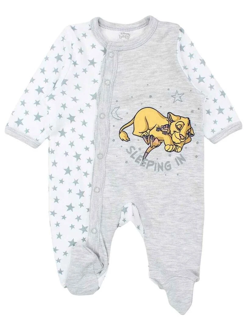 Disney Grenouillere bébé garçon imprimé Le Roi Lion en coton Gris