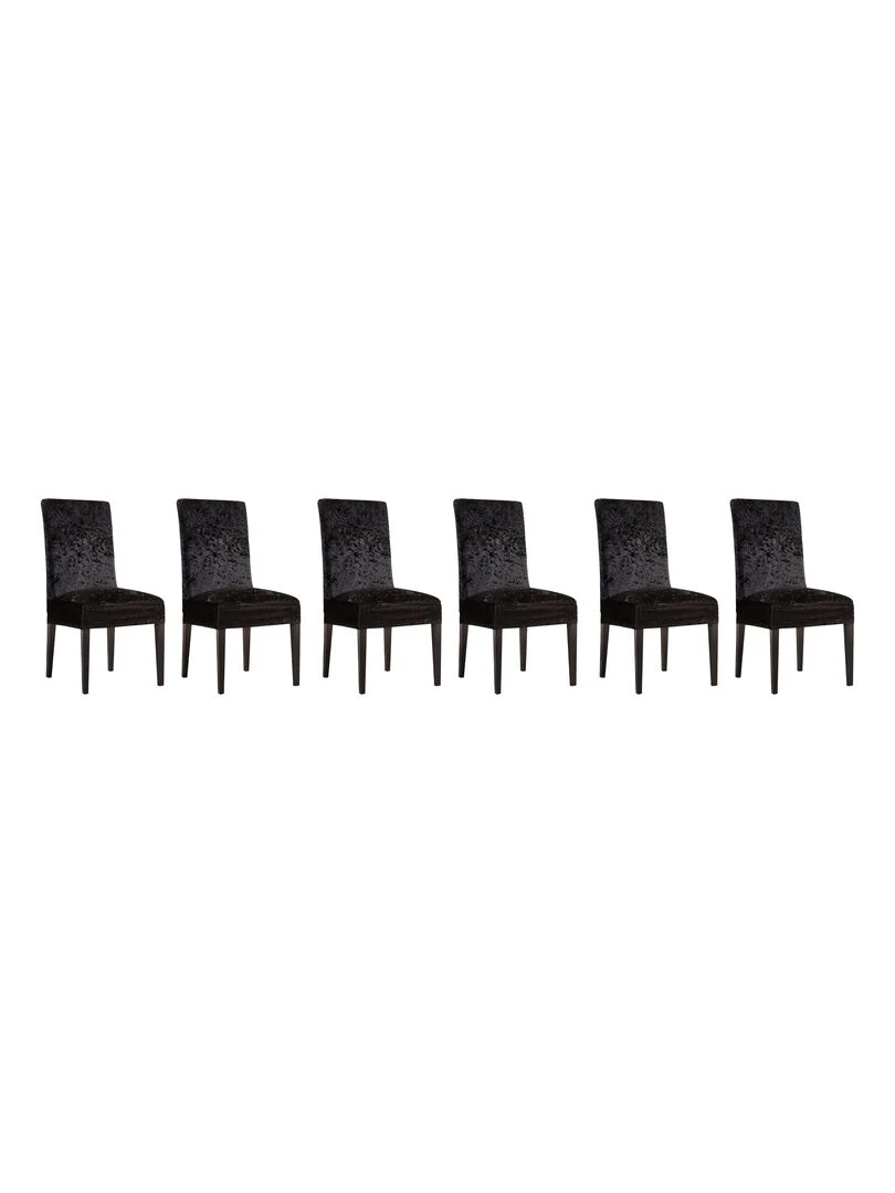 Lot de 6 Housses de chaise velours Noir Noir